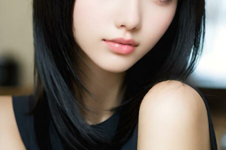 AI girl with black hair wallpaper