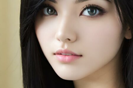 AI girl with black hair wallpaper