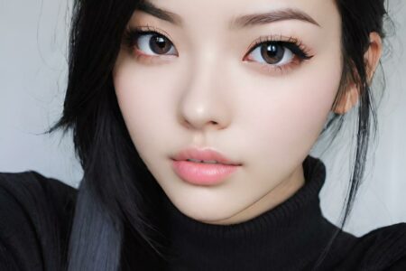 AI girl with black hair wallpaper