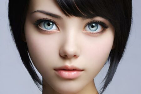 AI girl with black hair wallpaper