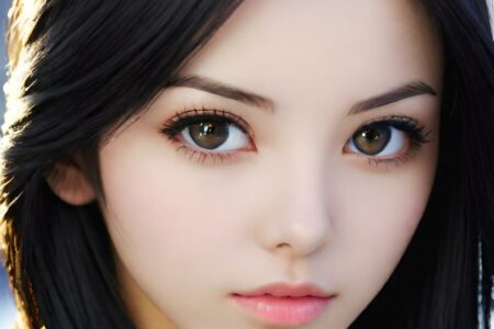 AI girl with black hair wallpaper