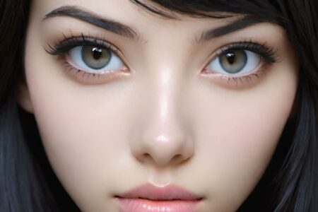 AI girl with black hair wallpaper
