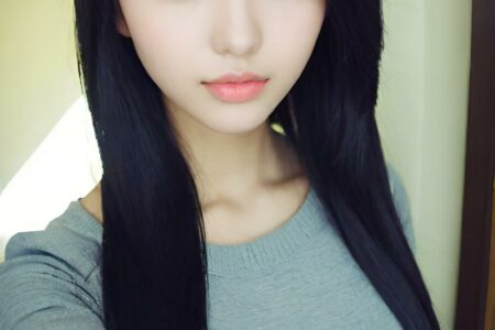 AI girl with black hair wallpaper