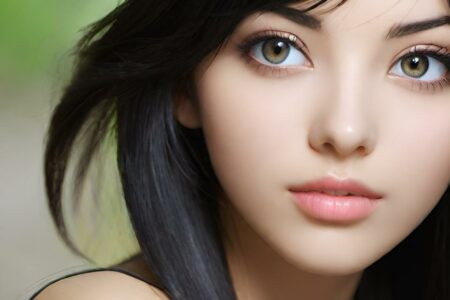 AI girl with black hair wallpaper