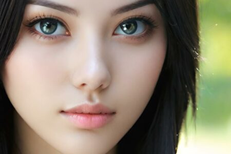 AI girl with black hair wallpaper