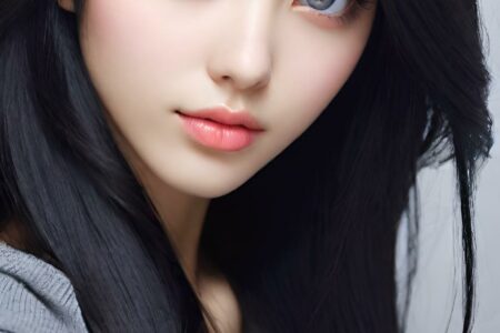 AI girl with black hair wallpaper