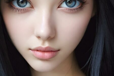 AI girl with black hair wallpaper