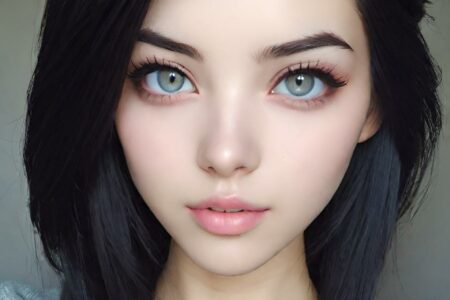 AI girl with black hair wallpaper