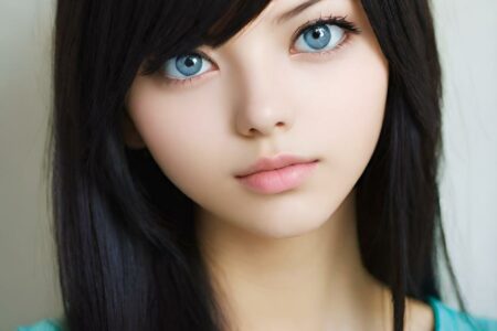 AI girl with black hair wallpaper