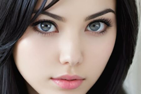 AI girl with black hair wallpaper