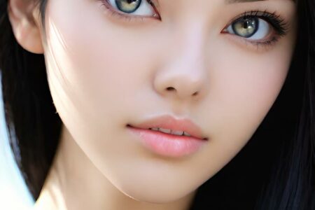 AI girl with black hair wallpaper