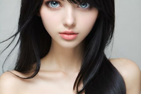 AI girl with black hair wallpaper