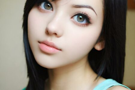 AI girl with black hair wallpaper
