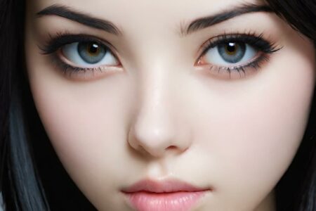 AI girl with black hair wallpaper