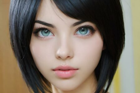 AI girl with black hair wallpaper