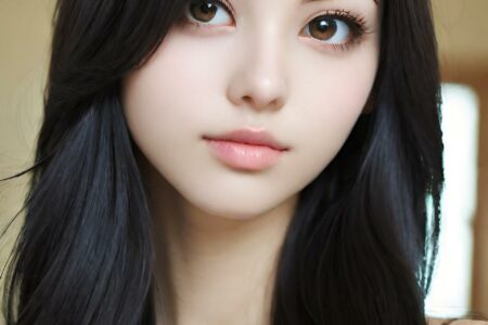 AI girl with black hair wallpaper