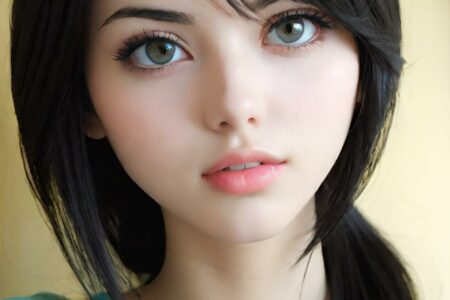 AI girl with black hair wallpaper