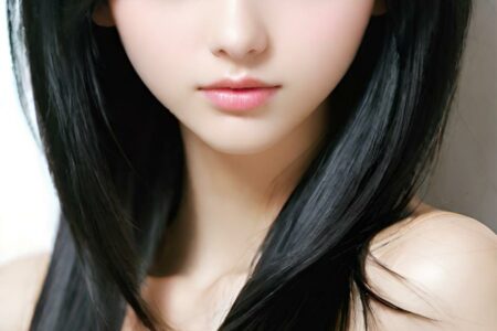 AI girl with black hair wallpaper
