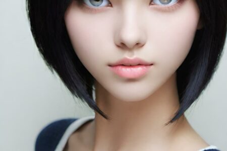 AI girl with black hair wallpaper