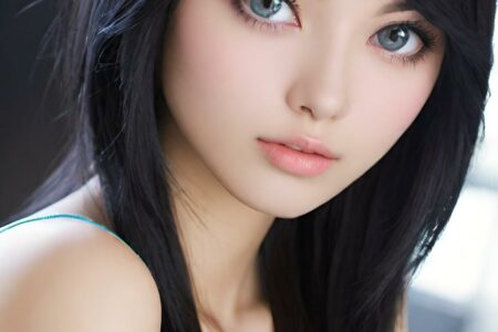 AI girl with black hair wallpaper