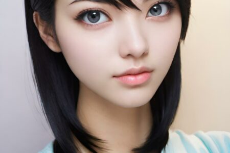 AI girl with black hair wallpaper