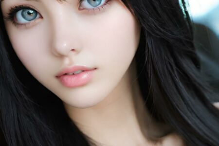 AI girl with black hair wallpaper