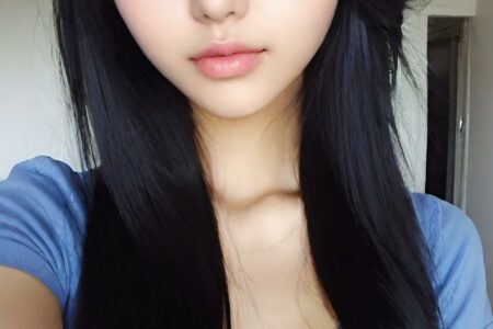 AI girl with black hair wallpaper