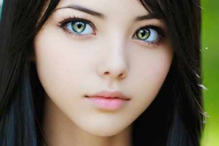AI girl with black hair wallpaper
