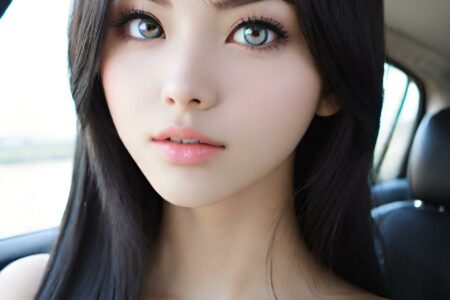 AI girl with black hair wallpaper