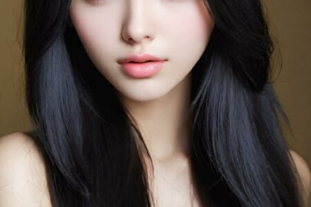 AI girl with black hair wallpaper