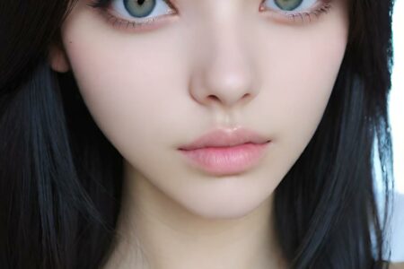 AI girl with black hair wallpaper