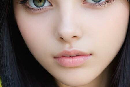 AI girl with black hair wallpaper