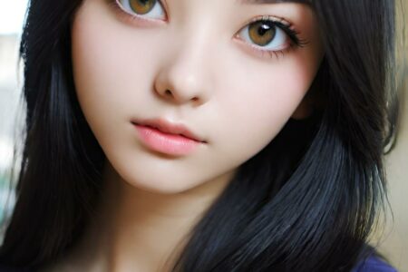 AI girl with black hair wallpaper