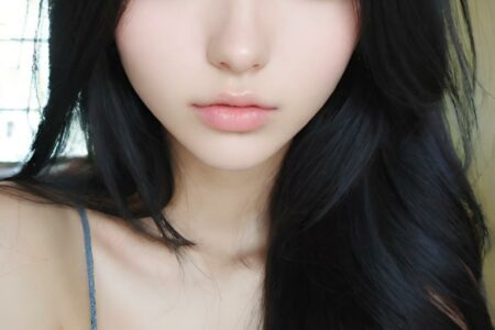 AI girl with black hair wallpaper