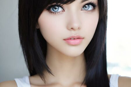 AI girl with black hair wallpaper