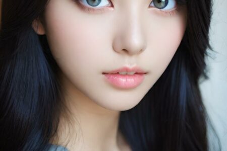 AI girl with black hair wallpaper