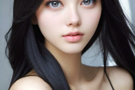 AI girl with black hair wallpaper