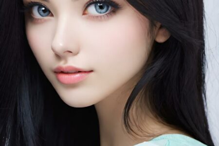 AI girl with black hair wallpaper