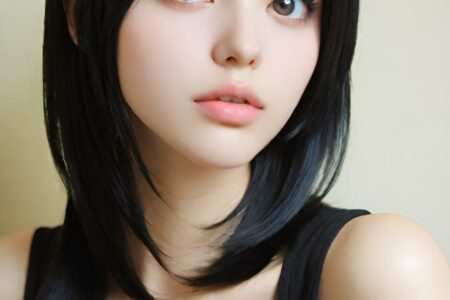 AI girl with black hair wallpaper