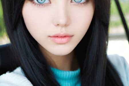 AI girl with black hair wallpaper