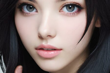 AI girl with black hair wallpaper