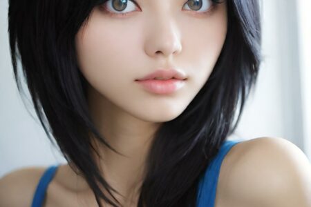 AI girl with black hair wallpaper