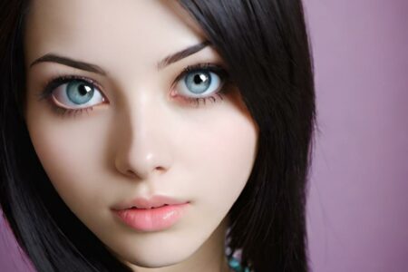 AI girl with black hair wallpaper