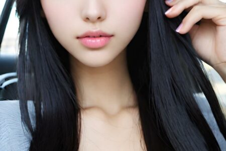 AI girl with black hair wallpaper