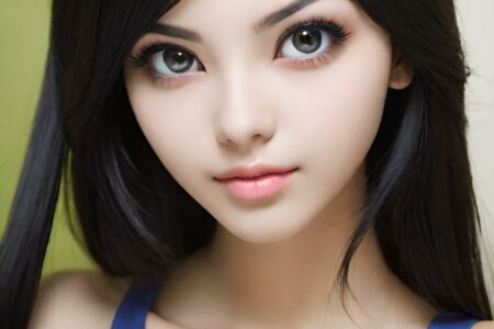 AI girl with black hair wallpaper