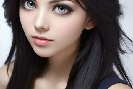 AI girl with black hair wallpaper