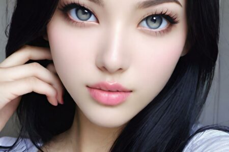 AI girl with black hair wallpaper