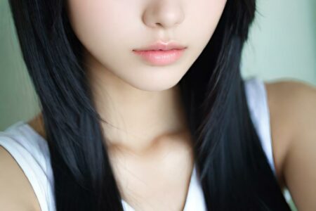 AI girl with black hair wallpaper