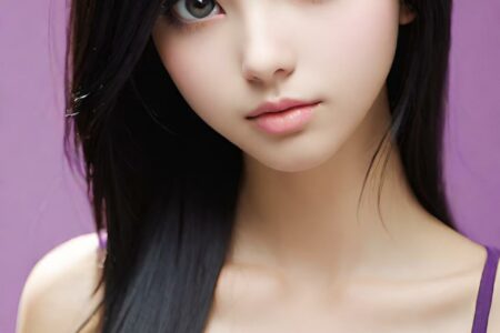 AI girl with black hair wallpaper