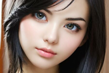 AI girl with black hair wallpaper